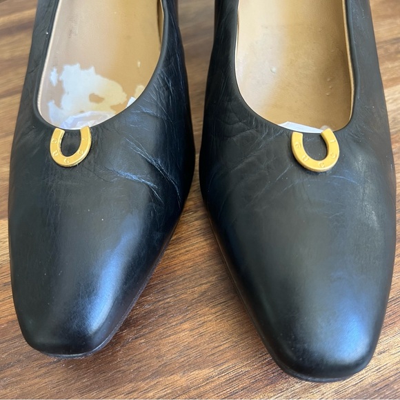 GUCCI Horseshoe Logo Black Leather Pumps US9 - Picture 2 of 15